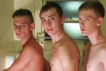 Three Cocks In The Toilets: Liam Diamond, Jake Zhang & Kaiden Stevens (Bareback)